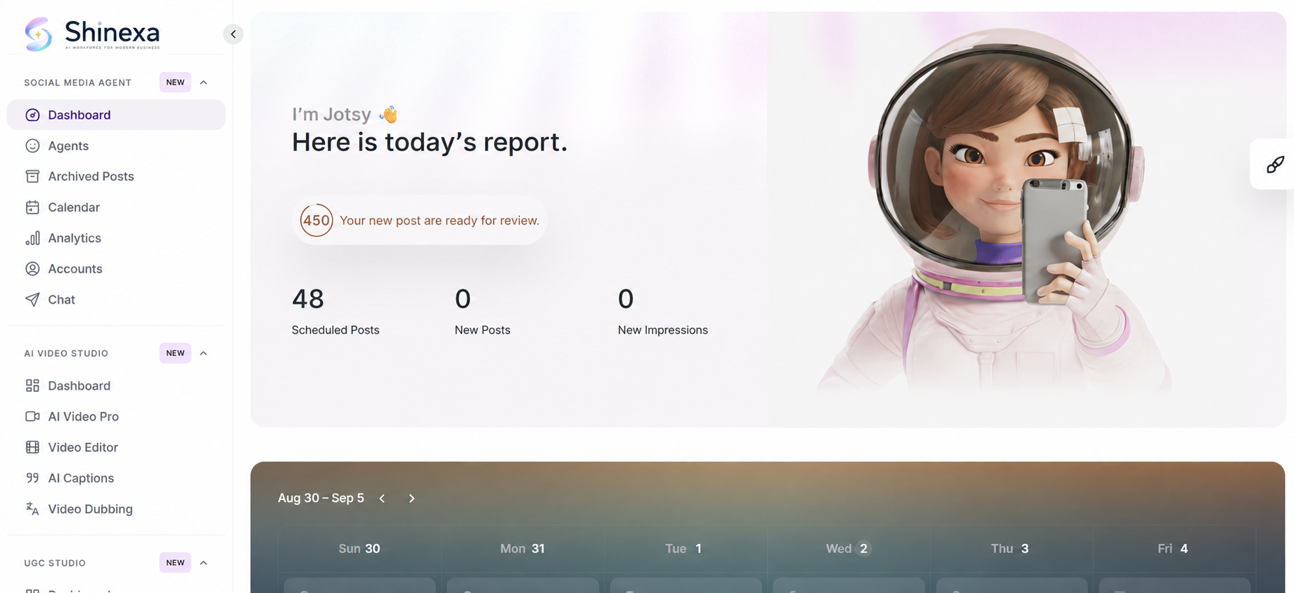 Shinexa Dashboard interface