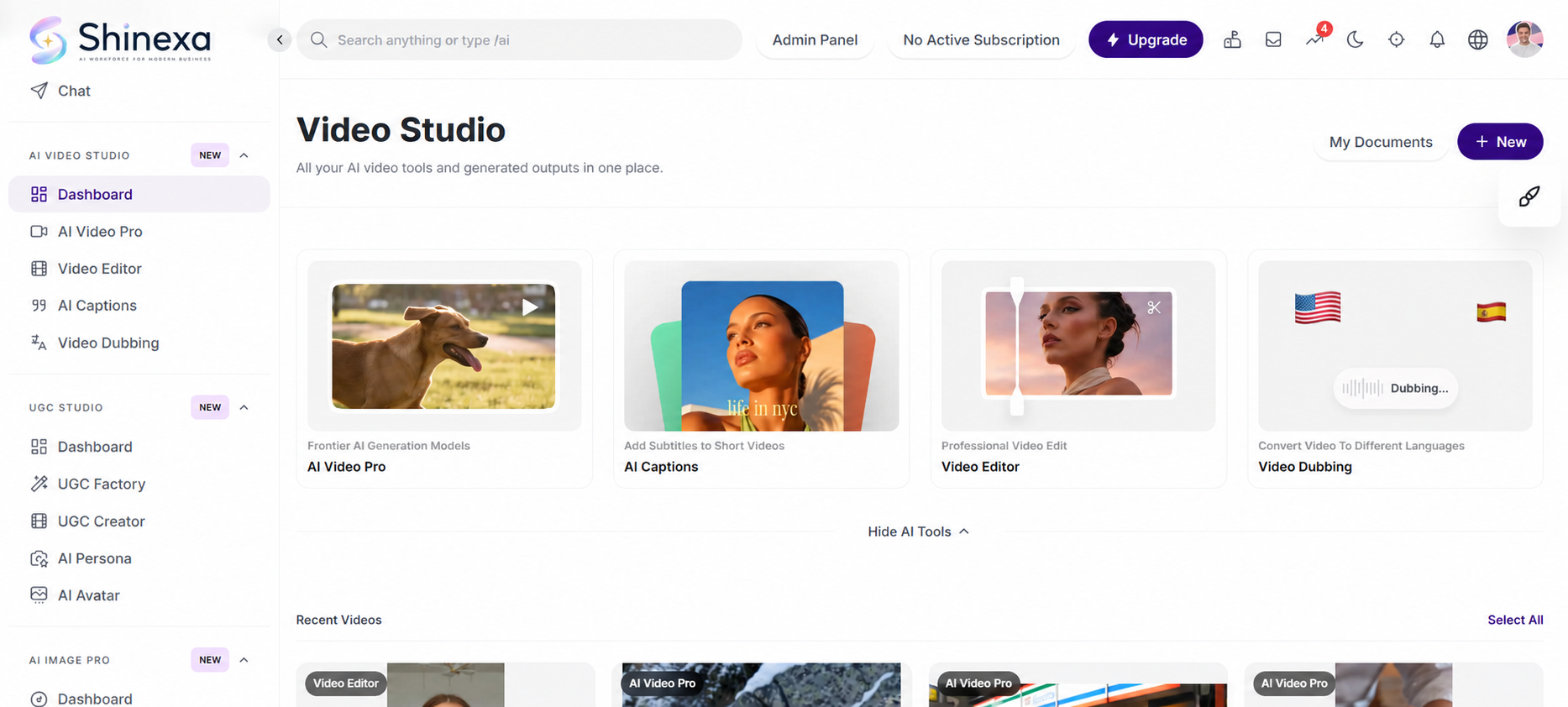Shinexa Video Studio interface